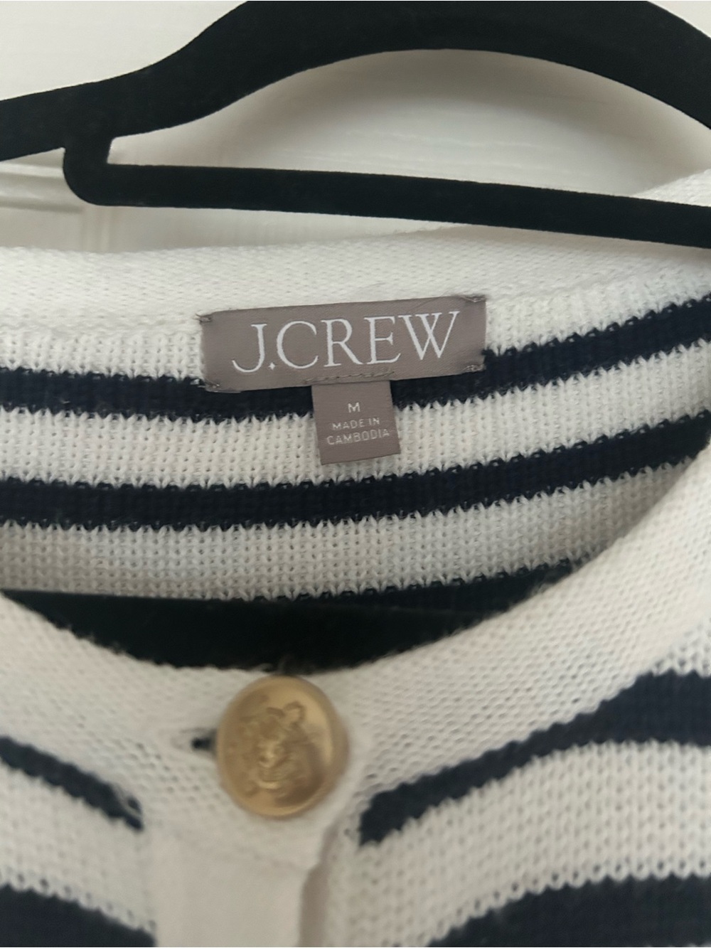 J. Crew Navy & White Striped Button Cardigan - Picture 3 of 3